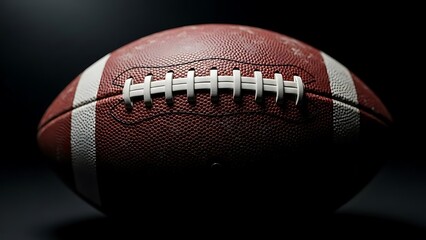 American Football Closeup on Dark Background.