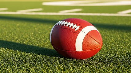 Fototapeta premium American Football on Green Grass Field.