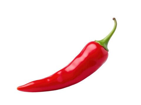A single red hot pepper on a white background