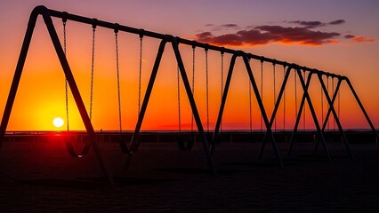 Bridge Silhouette Against Vibrant Sunset Sky.