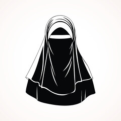 Black and White Niqab Veil Silhouette Graphic