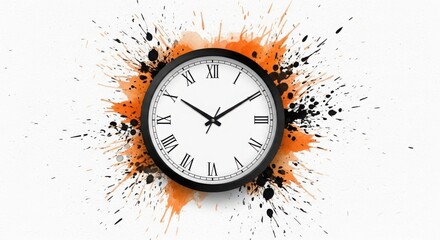 Artistic clock with splatter paint effect time flies
