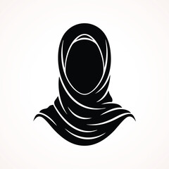 Elegant Hijab Silhouette Face Outline Graphic