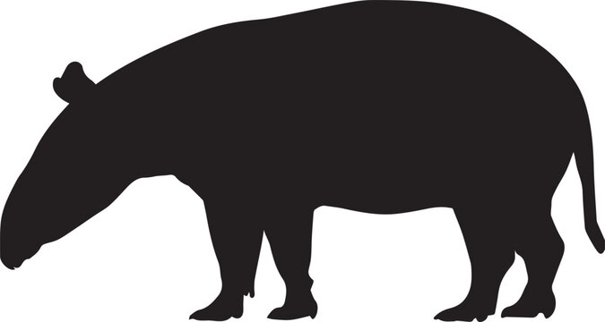 Tapir silhouette vector flat illustration design. 