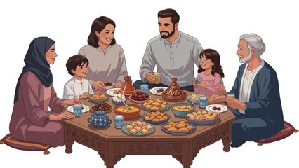 Family Gathering for a Festive Meal Sharing Food and Joy Together