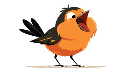 Adorable Cartoon Bird Screaming on White Background Vector Illustration