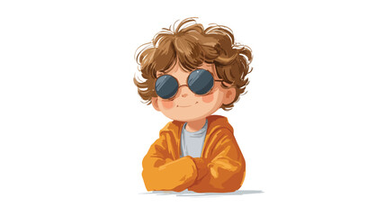 Adorable Cartoon Little Boy in Stylish Sunglasses Vector Illustration