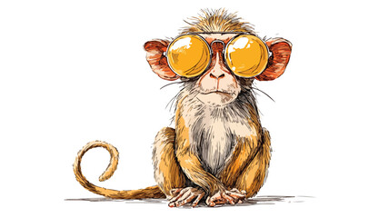 Cute Monkey with Sunglasses Vector Illustration for Designs