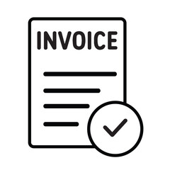 Invoice Paid Line Icon, Payment Approved Business Finance Vector