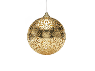 Elegant golden christmas ornament isolated on transparent background
