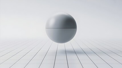 White sphere resting on technical grid plane – Ideal for industrial design, blueprint layouts, or precision manufacturing content.
