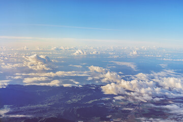 Fototapeta premium Aerial view of clouds above the Pacific Ocean in Southern California