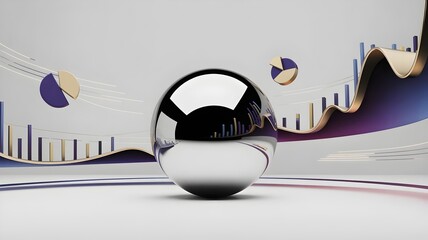Sphere reflecting colorful financial data - Suitable for economics.