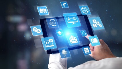 Translation icons show international languages, interpretation, and communication. Translation helps global business, translation supports learning, and translation improves cultural exchange. Gist