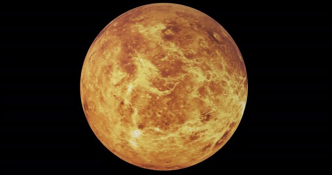 Planet Venus rotating 360 degrees footage with alpha channel (ProRes, 4K only). 3D FX animation.