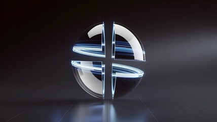 Abstract glass sphere splitting into geometric segments – Ideal for research and development, digital transformation, or innovation breakthroughs.