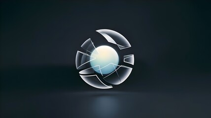 Luminous sphere with triangular segments and core light – Great for data analysis, organized complexity, or radiant energy concepts.