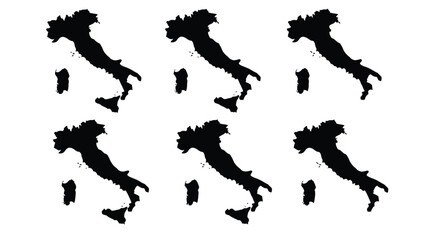 Fototapeta premium Multiple silhouettes of Italy jumping in unison against a white background