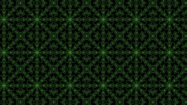 A brilliant green pattern is changing on a dark background. Abstract animated background.