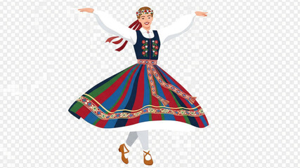 Woman in traditional folk dance costume with colorful skirt