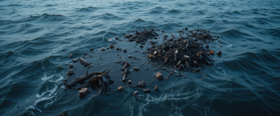 Ocean pollution cleanup efforts coastal waters environmental action marine debris aerial view conservation awareness