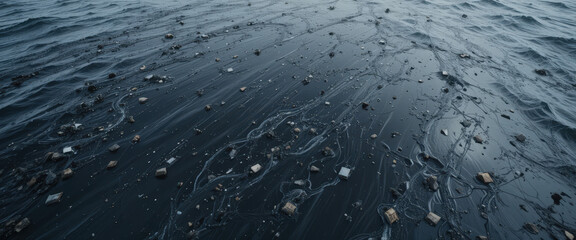 Pollution awareness event ocean shore environmental impact marine debris aerial view conservation focus