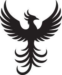 Obraz premium Phoenix bird rising silhouette with spread wings symbolizing rebirth and eternal transformation