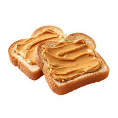 A delicious slice of bread with creamy peanut butter spread isolated on transparent background