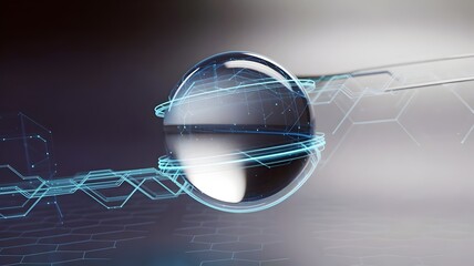 Tech sphere with blue connection lines – Ideal for global networking, artificial intelligence, or data connectivity.