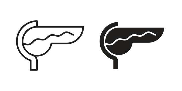 pancreas icons on white background. Line vector sign, symbol for web and mobile