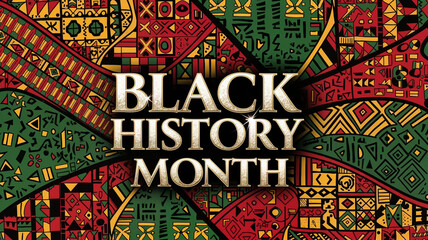 Black History Month celebration, vibrant and colorful design, cultural recognition, African patterns