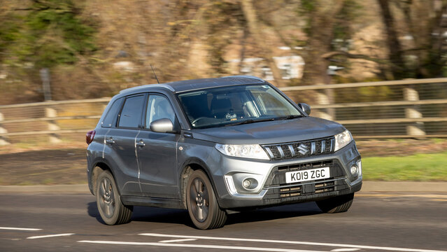 Milton Keynes,Bucks,UK - Dec 13th 2025:  2019 Suzuki Vitara SUV car driving on a British road