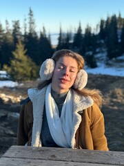 girl on the top of the mountain