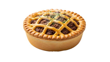 A delicious savory pie on transparent background