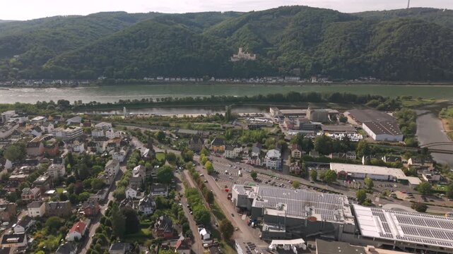 A flight along the Rhine river and spotting to old Castles close to Koblenz Germany 