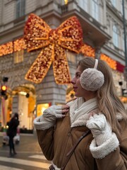 young woman in winter park in Austria
