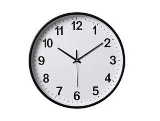 Simple white clock face with black numbers and hands