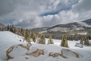 snow covered mountains
