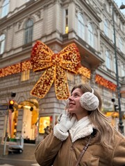 young woman in winter park in Austria