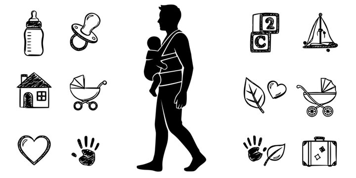 Fatherhood Baby Carrier Paternity Leave Silhouette