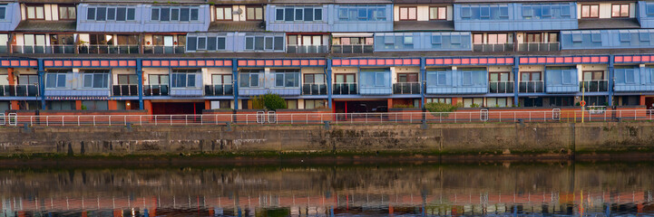 Modern high rise flats at Glasgow Riverside by the River Clyde © Richard Johnson