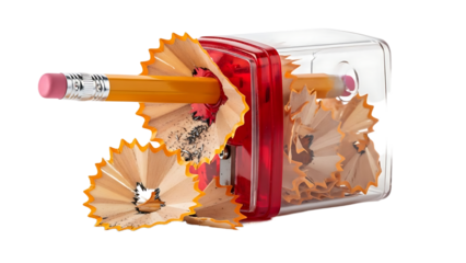 A pencil sharpener with a pencil on a transparent background