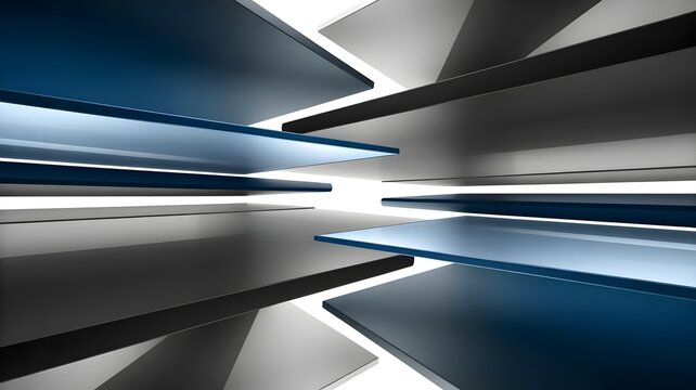 Layered blue planes converging - Ideal for corporate strategy.