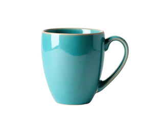 Teal ceramic mug, glossy finish, simple design