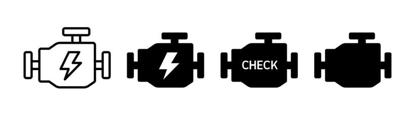 Obraz premium Engine icon. Vector flat black icon set isolated on white background.