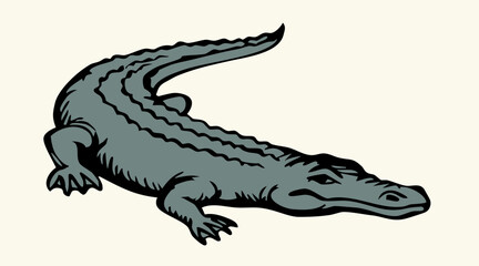 Obraz premium Vector drawing. The crocodile lies on the ground