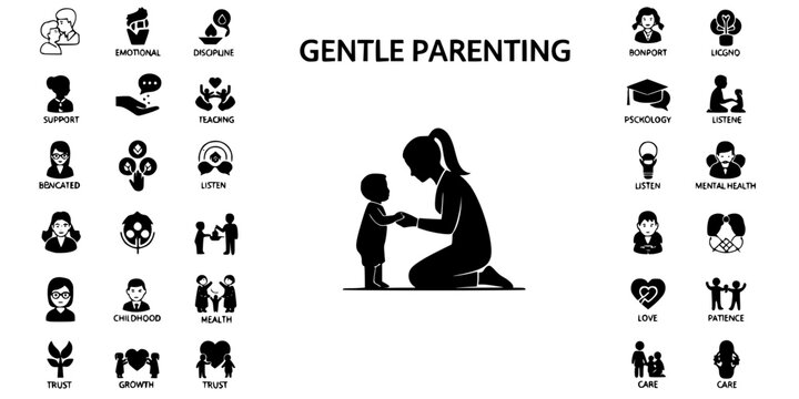 Gentle Parenting Eye Level Communication Silhouette