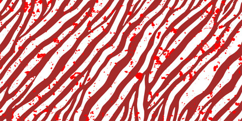 Seamless red and white silk fabric texture featuring a geometric floral pattern with wave ornaments for a fashion backdrop and decorative textile print