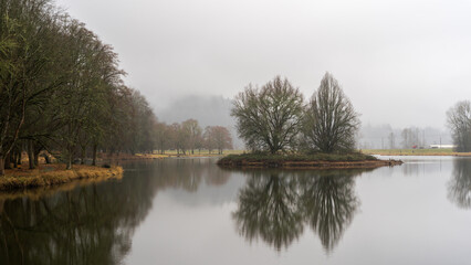 Rainy Day at Trojan Lake State Park at Trojan Nuclear Facility, near Rainier, Oregon	