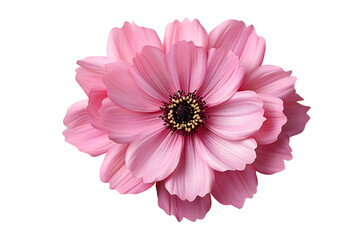 A beautiful vibrant pink cosmos flower in full bloom isolated on a  isolated on transparent background